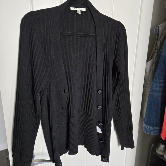 Cyrus Black Ribbed Cardigan Sweater - Picture 2 of 8